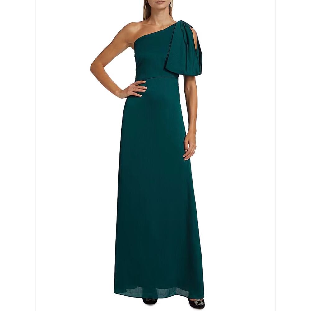 Dress the Population One Shoulder A-Line Evening Gown Green Size Medium Dress